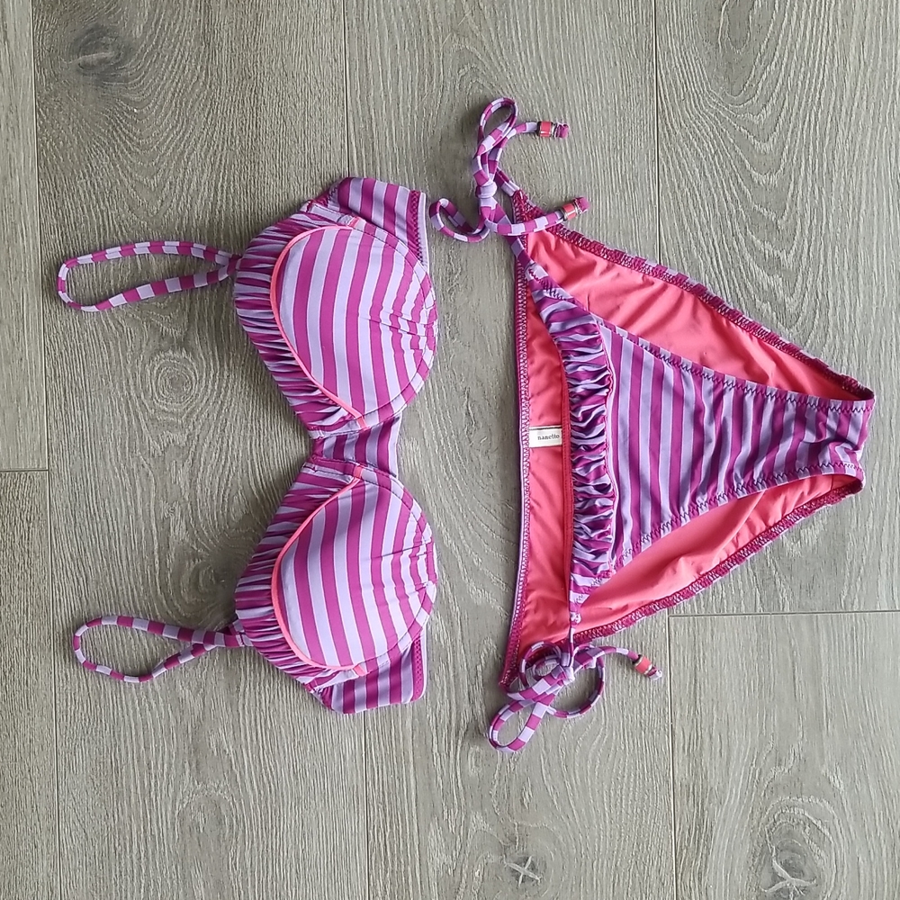 Nanette Lepore Purple Striped Bikini - S